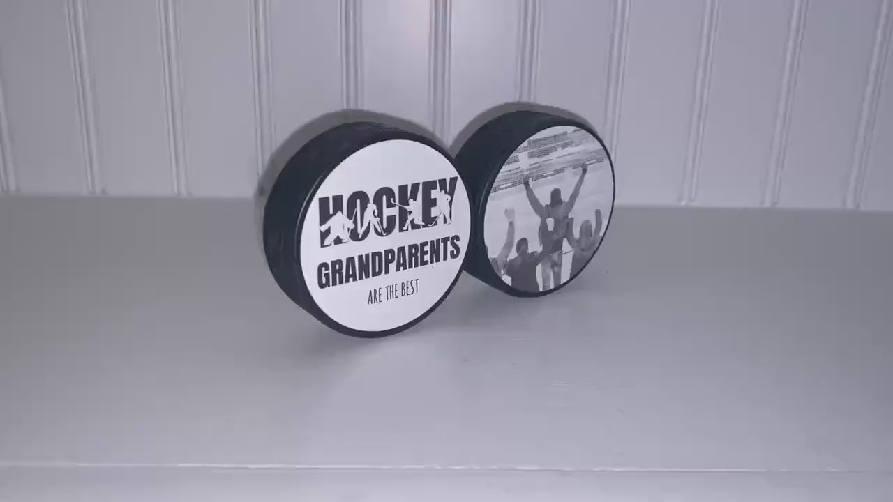 Hockey Grandparents Photo Frame - Puck Picture Display