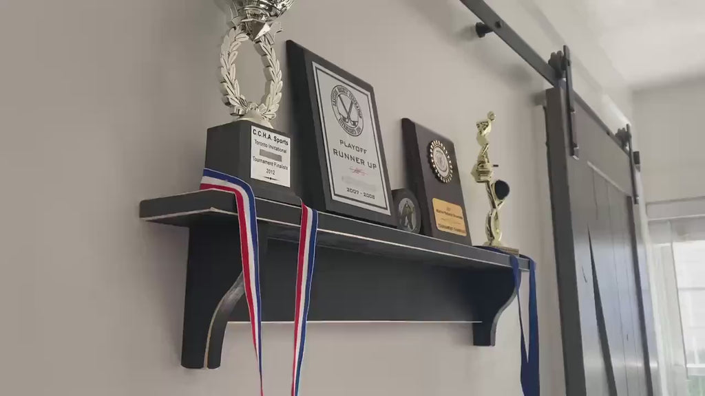 Hockey Laces Trophy Shelf: Hockey Memorabilia Display, Hockey Player Wall Decor
