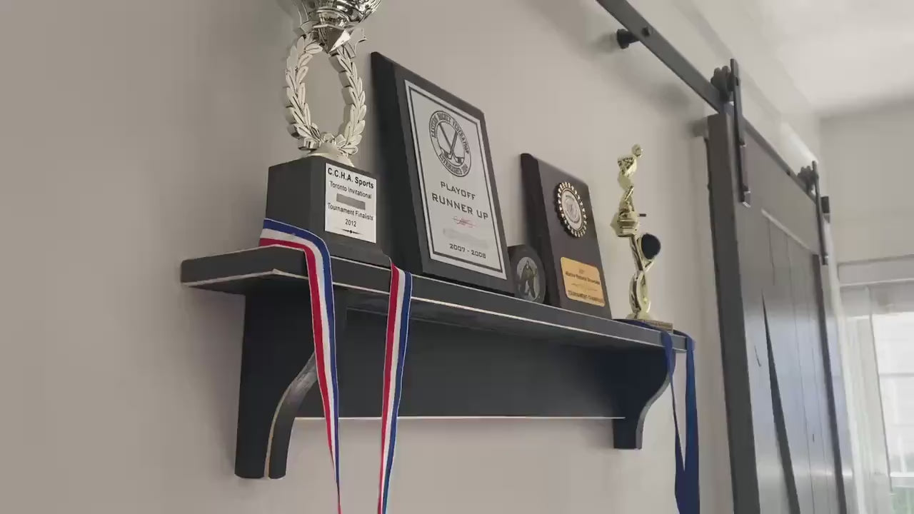 Hockey Laces Trophy Shelf: Hockey Memorabilia Display, Hockey Player Wall Decor