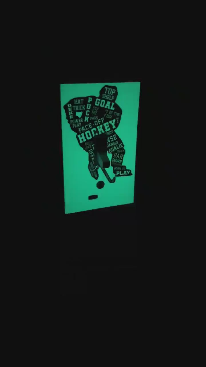Glow in the Dark Hockey Player Light Switch Decal - Hockey Room Decor
