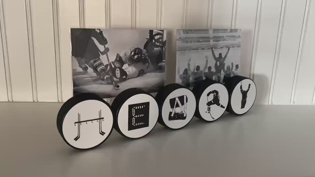 Personalized Hockey Puck Photo Display: Custom Name, Jersey Number