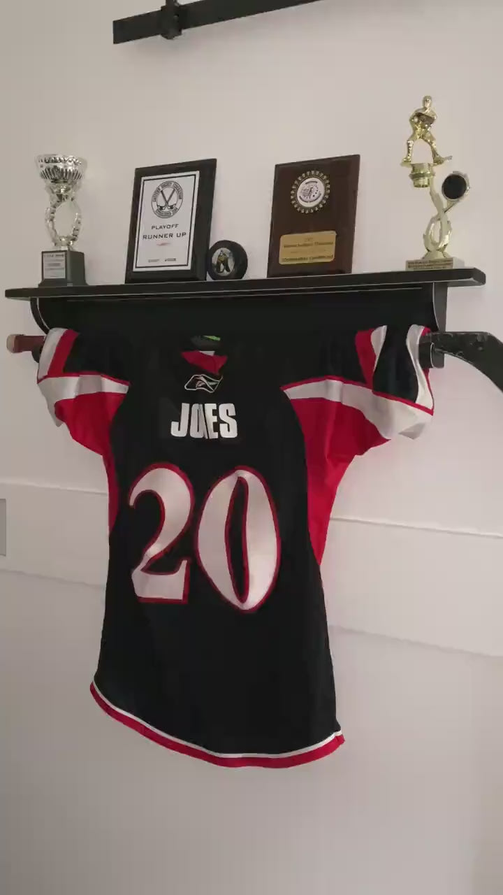Hockey Trophy & Jersey Shelf: Sports Room Decor, Gift for Player