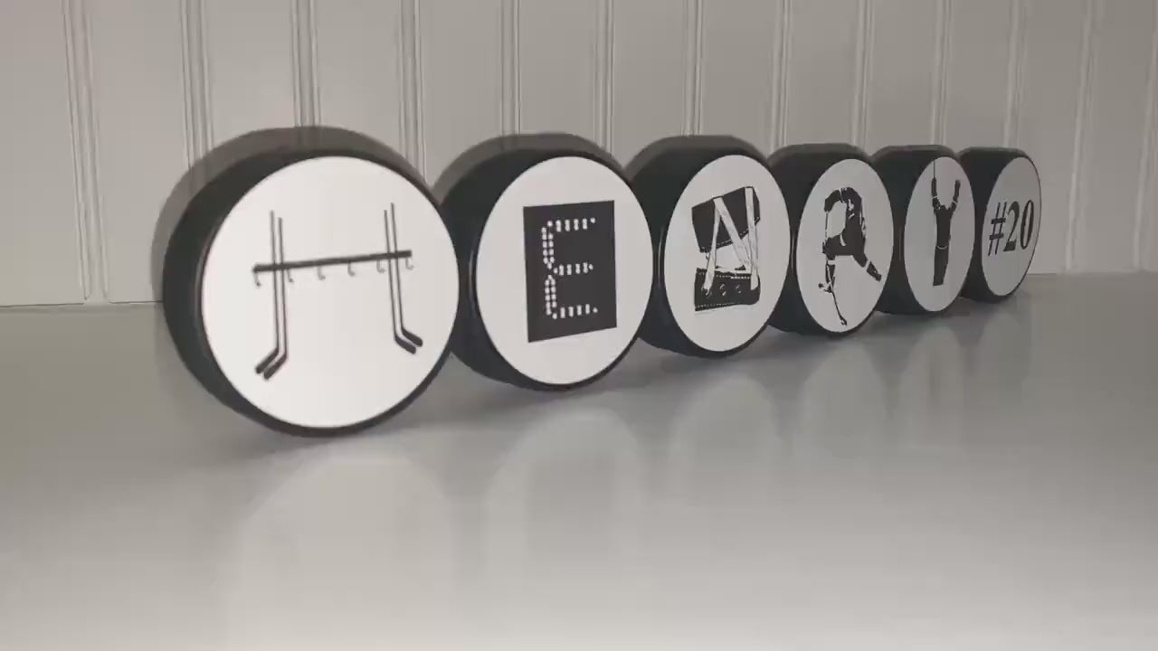 Personalized Hockey Name Puck Decor: Hockey Player Gift