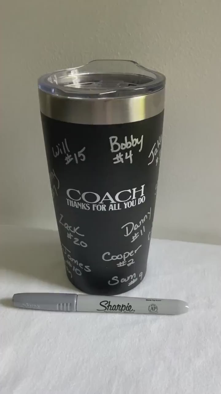Personalized Team Mom Tumbler: Stainless Steel Travel Mug, Team Signing Gift