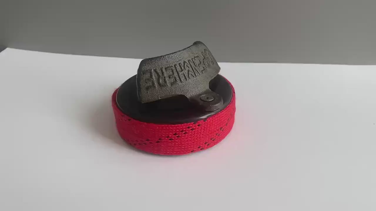 Hockey Puck Bottle Opener: Hockey Laces, Gift for Hockey Fan, Coach, Dad