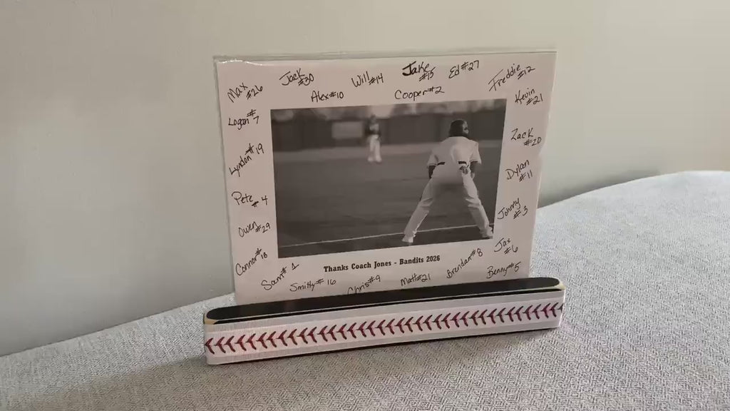 Personalized Baseball Coach Photo Display: Team Gift, Frame, Baseball Laces