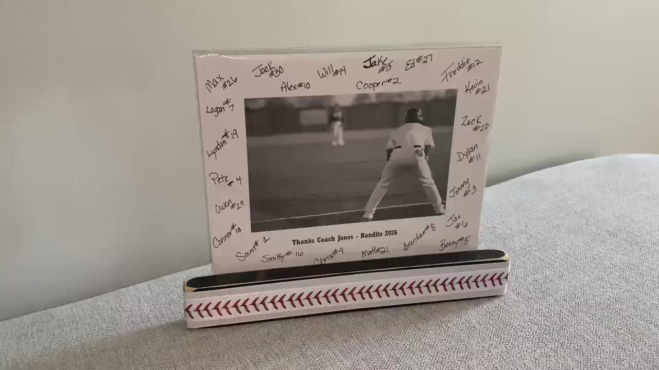 Personalized Baseball Coach Photo Display: Team Gift, Frame, Baseball Laces