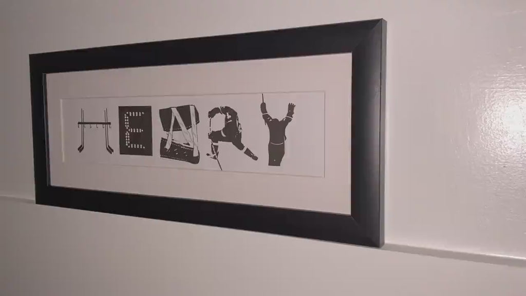 Personalized Hockey Name Sign: Custom Framed Art, Hockey Gift