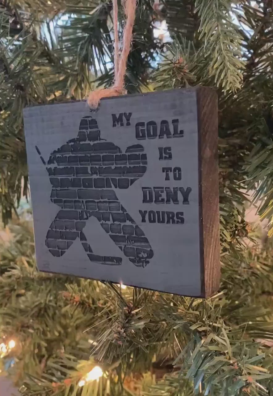 Hockey Goalie Ornament: Laser Cut Wood Christmas Gift