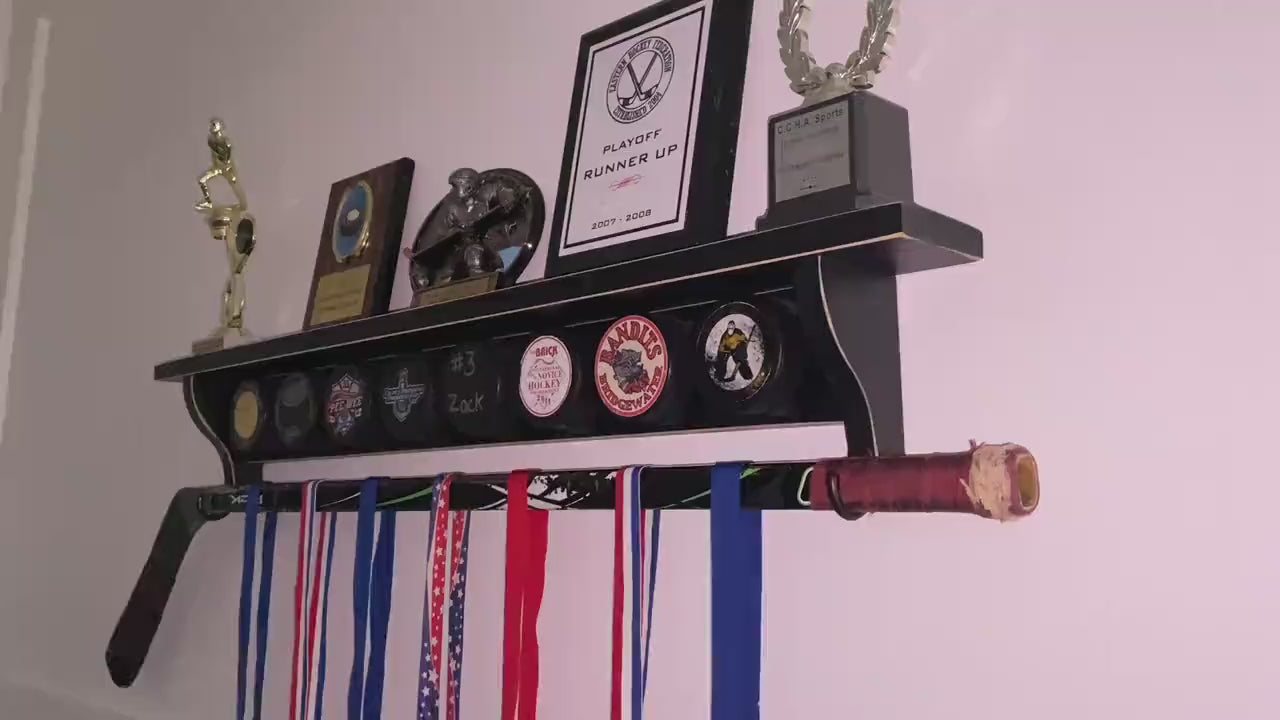 Hockey Puck Shelf: Hockey Room Decor