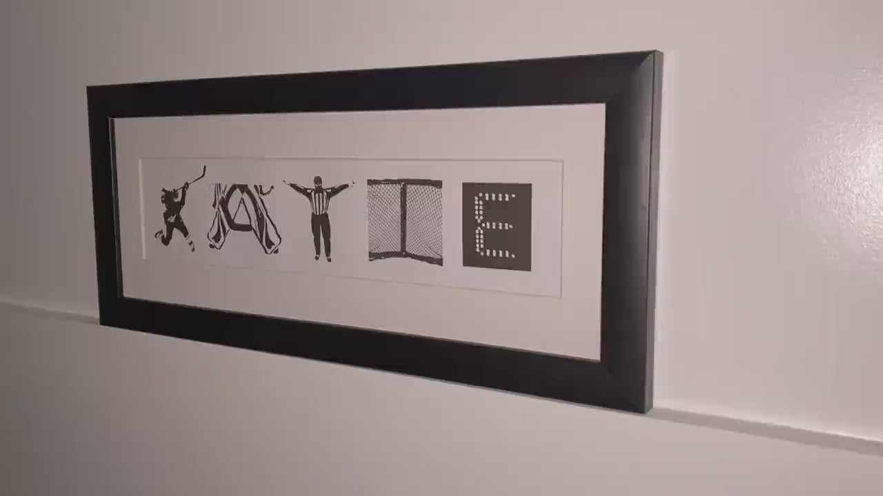 Personalized Hockey Girl Name Frame: Custom Hockey Room Decor