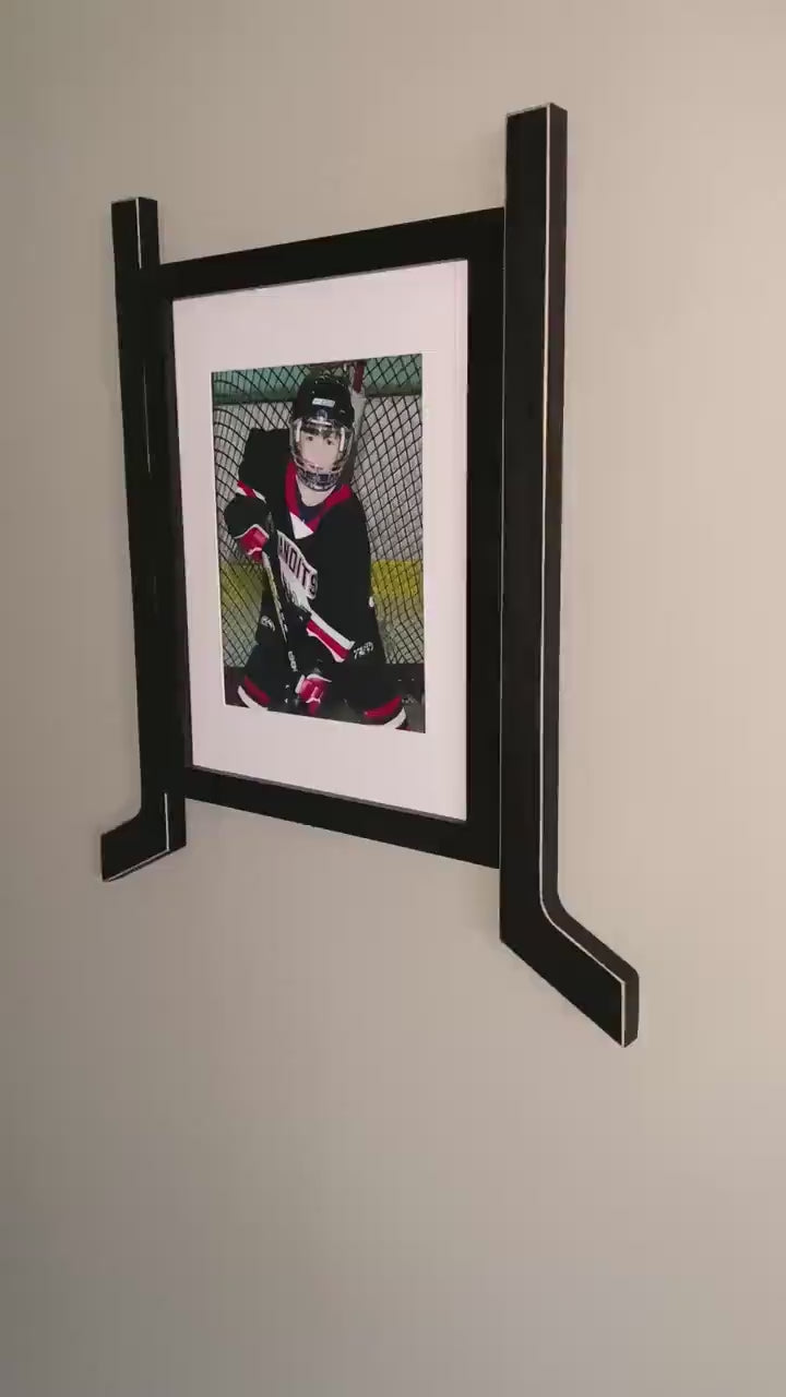 Hockey Stick Matted Photo Frame: Personalize by Team Signing the Mat, Hockey Coach Gift, Hockey Wall Decor, 8x10 Photo, Black
