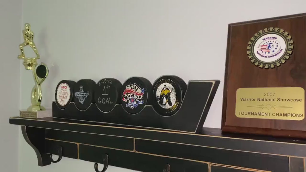 Hockey Puck Display: Holder, Rack, Hockey Room Decor, Player or Fan Gift