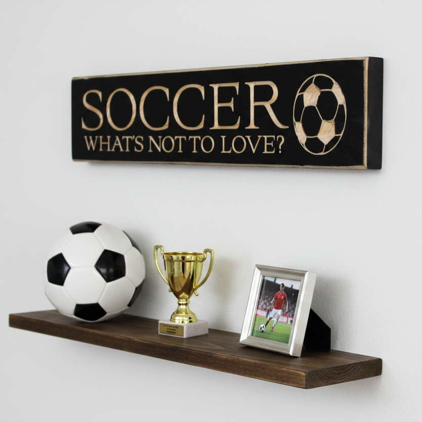 Soccer Sign, Black Wood, Player Wall Decor