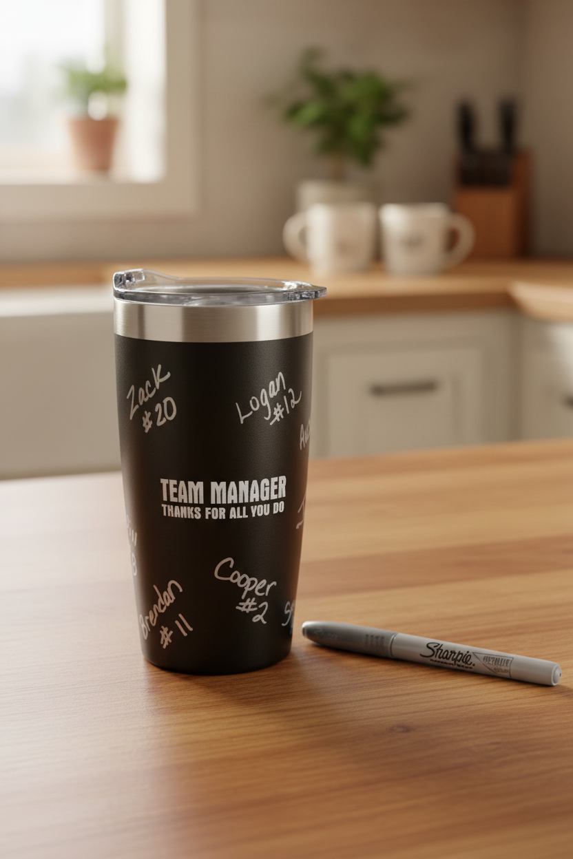 Personalized Team Manager Tumbler: Team Signing Gift