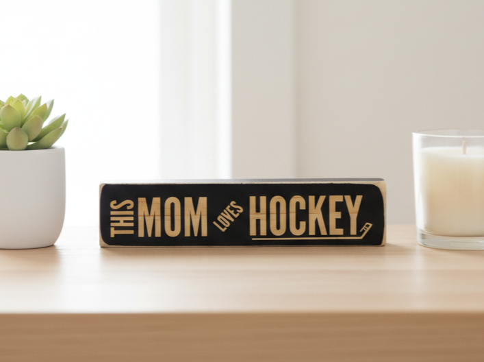 Hockey Mom Photo Display: Laser Cut Wood Sign, Hockey Gift