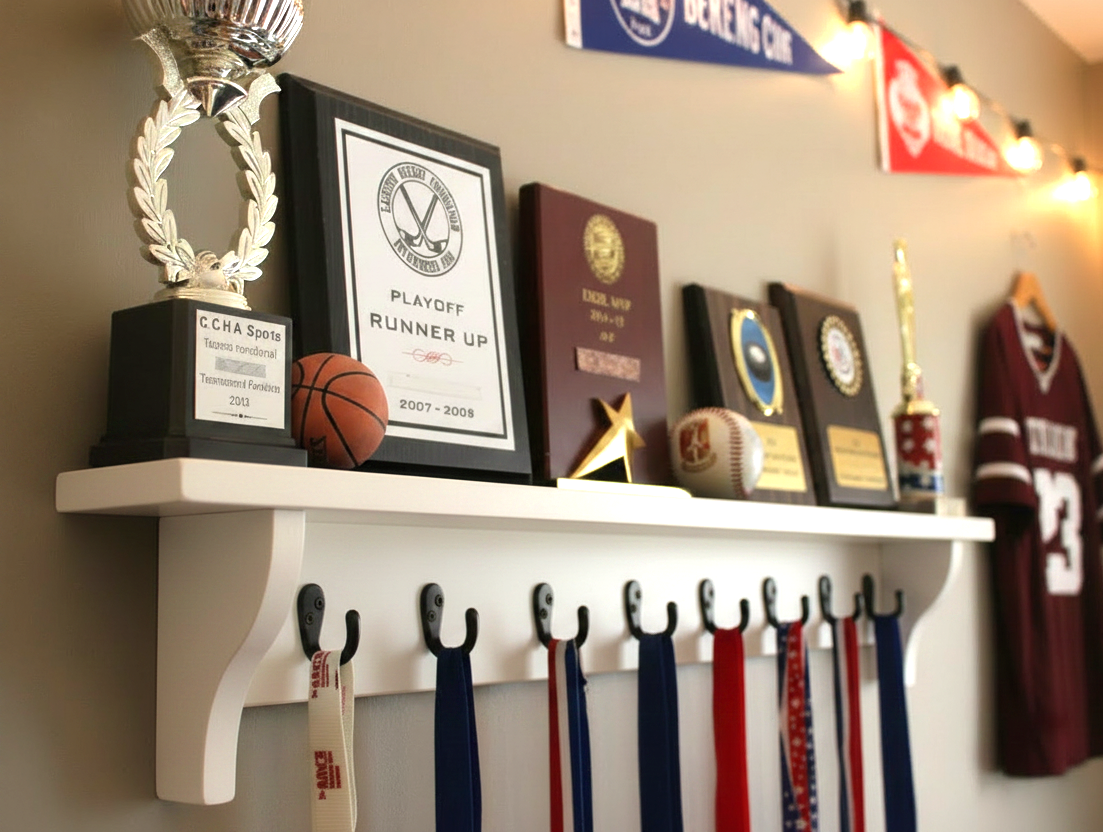 Sports Trophy Shelf: Athlete Wall Decor, Trophy, Memorabilia Display (Copy)