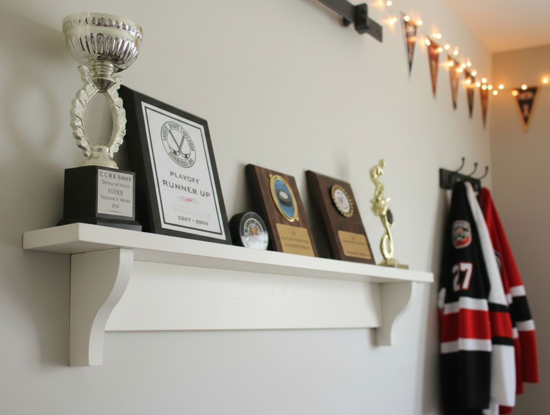 Lacrosse Trophy Shelf: Sports Medal & Stick Display