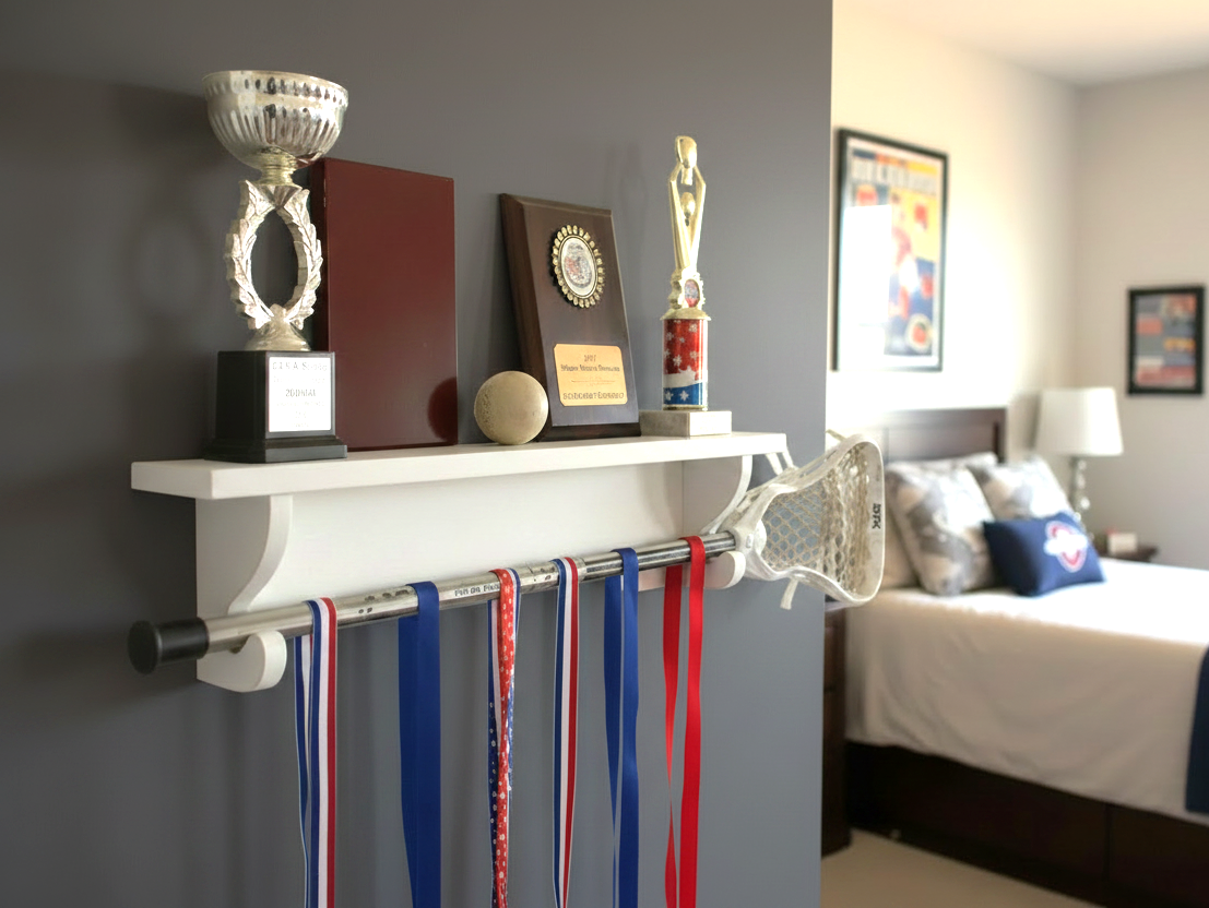 Sports Trophy Shelf: Athlete Wall Decor, Trophy, Memorabilia Display (Copy)