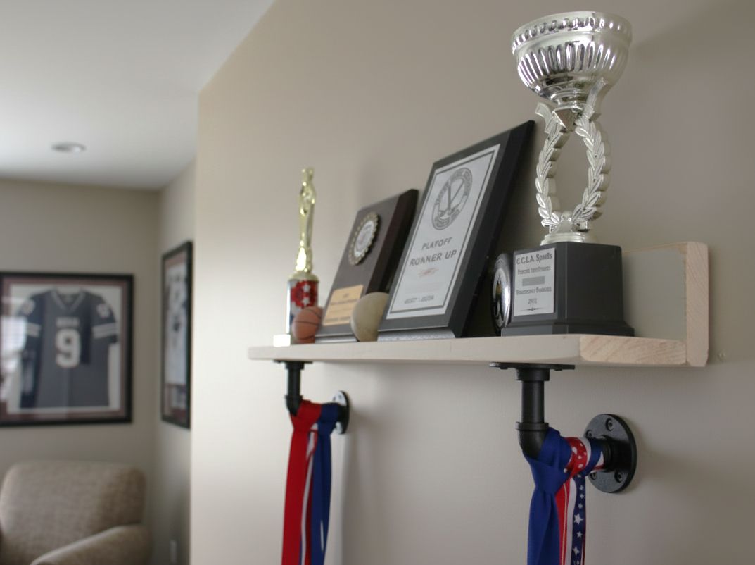 Golf Club Display Shelf, Sports Trophy Shelf, Golfer Wall Decor